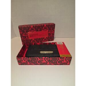 Stone Mountain Leather Embossed Crazy Paisley Black Long Wallet NEW